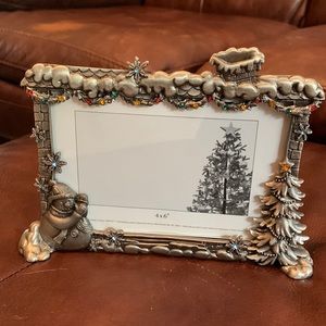 Jeweled Metal Christmas 4x6 Frame